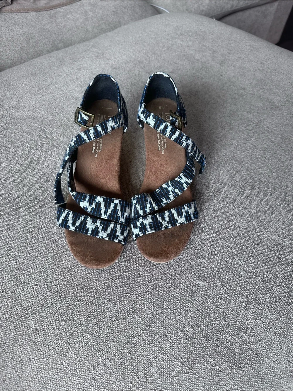 Toms Blue and White Woven Slip-On